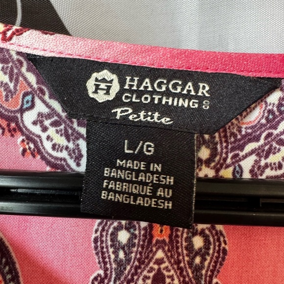 Haggar Pink Graphic Blouse with 3/4 Sleeves - Picture 2 of 4